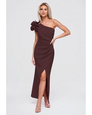 Ombre Abendkleid Abendkleid Mit Asymmetrischem Schnitt Und Rüschen M (Kein Set, 1-Tlg) - Lila