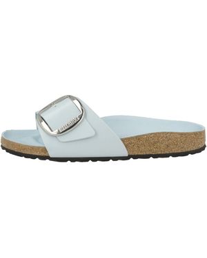 Birkenstock Madrid Big Buckle Naturleder Lack schmal Pantolette Hausschuhe - Blau