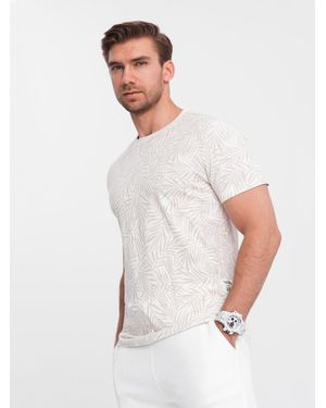 Ombre Print- T-Shirt für Männer mit Palmblattmotiv- graphit V4 - Weiß