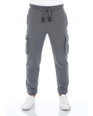 Riverso Sweathose Herren Trainigshose Rivlars Slim Fit Jogginghose Mit Cargotaschen - Grau