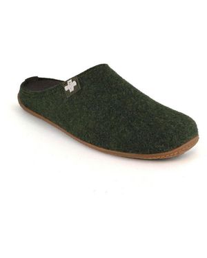 Living Kitzbühel Filzpantoffeln Schweizer Kreuz Hausschuh aus recycelten Materialien - Schwarz
