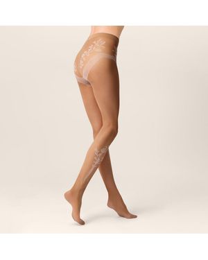 KUNERT Floral Love 30 DEN (1 St) Strumpfhose mit Blütenmotiv - Natur