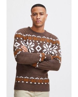 Solid Strickpullover Sdnorwig Strickpullover Im Norweger-Look - Grau