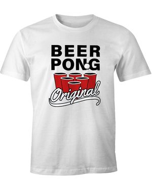MoonWorks T- Beer Pong Original Bier Fun-Shirt mit Print - Grau