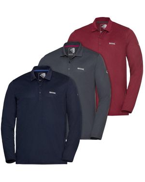 Regatta Langarm-Poloshirt (Set, 3Er-Pack) Hervorragender Feuchtigkeitstransport - Blau