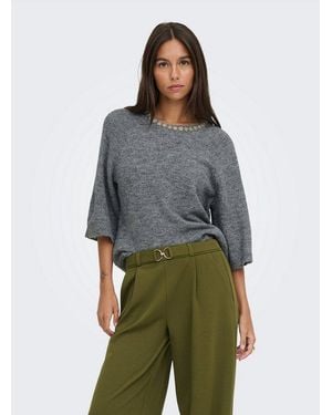 Jdy Strickpullover Alva Life 3/4 Embellish Pull Knt Noos Materialmix - Grün