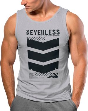 Neverless Tanktop Tank-Top Techwear Trend Motive Japanese Streetstyle Military mit Print - Grau