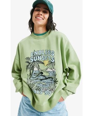 Roxy Rundhalspullover Lineup Oversized - Grün