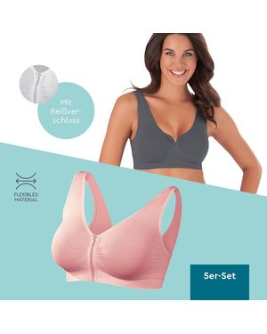 SLIMmaxx Bügelloser Traum-BH mit Reißverschluss 5er-Set -Gr. L - Blau