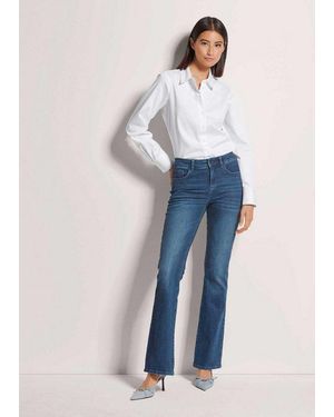 Madeleine Gerade Jeans Five-Pocket-Jeans Im Bootcut-Style Denimjeans Mit Ausgestellten Langen Beinen Und Ziersteppnähten - Blau