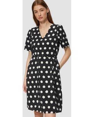 S.oliver Maxikleid Kurzes Kleid aus Viskosemix mit Puffärmeln Raffung - Schwarz
