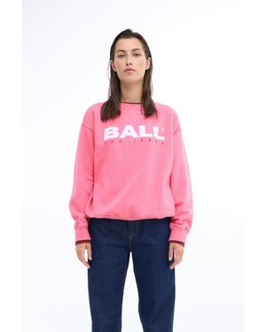 Ball Rundhalspullover BASIMONA SWEAT lässiges Sweatshirt mit doppeltem Bündchen - Rot