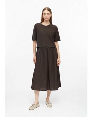 S.oliver Midikleid Kleid Midikleid Im Fabricmix Mit Eingrifftaschen - Braun