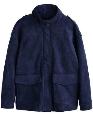 Next Ledermantel Jacke Aus Kunstvelourleder Mit Trichterkragen (1-Tlg) - Blau