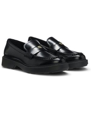 HUGO Angey Slipper Loafer, Schlupfschuh, Halbschuh Mit Label - Schwarz