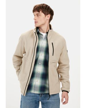 Camel Active Fleecejacke mit Stehkragen Markenlogo - Natur