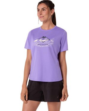 Asics Laufshirt Fujitrail Logo Ss Top Schnelltrocknend, Reflektierend, Leicht - Lila