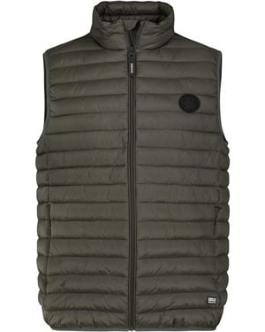 Sublevel Steppweste Leichte Bodywärmer Outdoor Weste Übergangsjacke mit Stehkragen - Grün