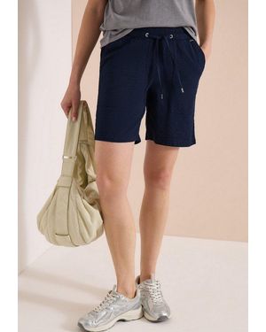 Cecil Shorts Aus Seersucker-Material - Blau