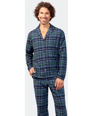 Hajo 5-Pocket-Hose Pyjama, Premium Cotton/Flanell - Blau