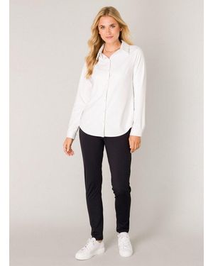 Base London Langarmbluse Tamara Mit Stretch Und Knopfleiste - Weiß