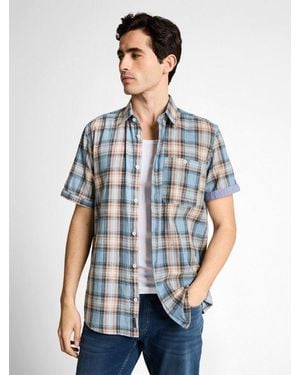 Tom Tailor Kurzarmhemd Mit Karo Muster - Blau