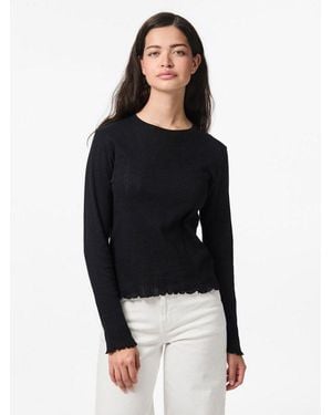 Pieces Langarmshirt Pcmarie Ls O-Neck Poin Top Jrs Noos Bc - Schwarz