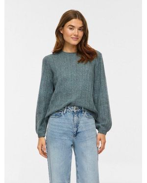 Vila Strickpullover Viliga Pointelle L/S O-Neck Top -Noos Materialmix - Blau