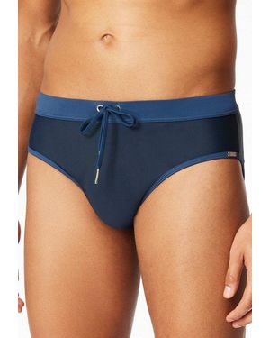 Schiesser Badehose Ocean Swim Kontrastfarbener Bund Mit Kordel - Blau