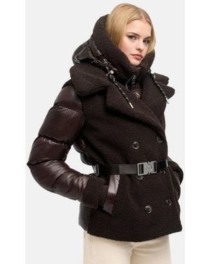 Navahoo Winterjacke Kuschelhäschen 14 Warme Jacke Im Teddy-Stepp-Materialmix Mit Kapuze - Natur
