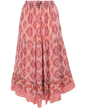 Guru-Shop Minirock Maxirock Batik, langer Sommerrock, farbenfroher.. alternative Bekleidung - Rot