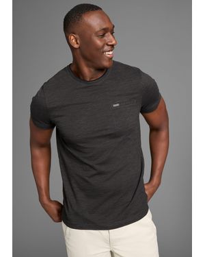 Bruno Banani T-Shirt Mit Doppelkragen und Zierbrusttasche - Grau