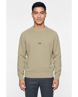 HUGO Strickpullover Relaxed Fit, Rundhalsausschnitt, Softe Strickqualität - Natur