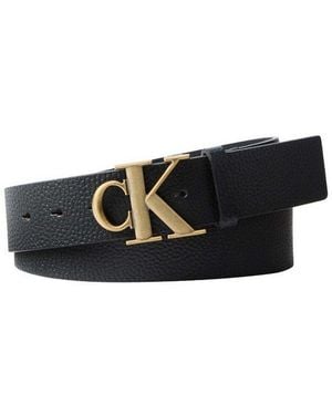 Calvin Klein Ledergürtel Ck Buckle Pebble 40Mm Regular Fit Und Größenverstellbar - Schwarz
