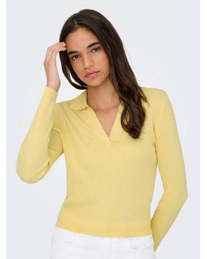 ONLY Polokragenpullover Onlkaya Ls Polo Pullover Ex Knt Rippstrick - Gelb