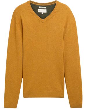 Tom Tailor Pullover Strickpullover V-Neck (1-tlg) - Gelb