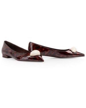 Marc Cain Ballerina Blockabsatz, Pumps Mit Edlem Schmuckstein - Weiß