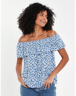 Threadbare Blusentop THB Coronation Bardot Top im sommerlichen Look - Blau