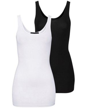 melrose Longtop (2Er-Pack) Mit Dezentem Glitzer-Logo Am Rücken - Schwarz