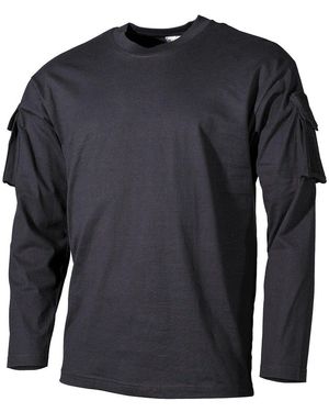 MFH T- Outdoor Shirt Langarm schwarz mit Ärmeltaschen - Blau