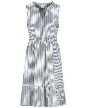 Sublevel Sommerkleid Damen Sommerkleid Aus Baumwolle A-Linien Kleid Mit Volants, Seersucker Optik - Blau
