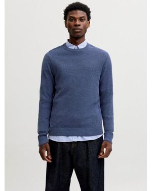 Jack & Jones Strickpullover Jjeryder Knit Crew Neck Noos Baumwolle, Regular Fit - Blau