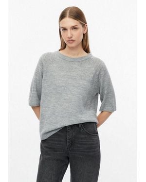 S.oliver Kurzarmpullover Strickpullover Strickpullover Im Relaxed Fit Aus Alpakamix - Grau