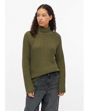 S.oliver Longpullover Strickpullover Raglanpullover Mit Stehkragen - Grün