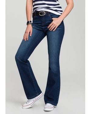 H.i.s. Jeans High-Waist hohe Taille, Bootcut, mit Used-Effekten, auch in Langgrößen - Blau
