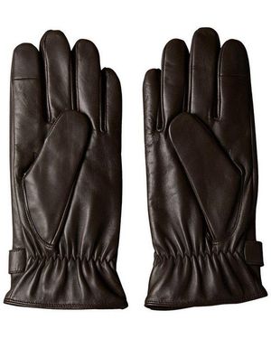 Calvin Klein Lederhandschuhe Logo Strap Smooth Leather Gloves Perfekt Für Den Alltag - Schwarz