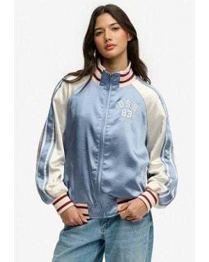 Superdry Blouson Suika Track Jacket Kunstfaser, Oversize - Blau