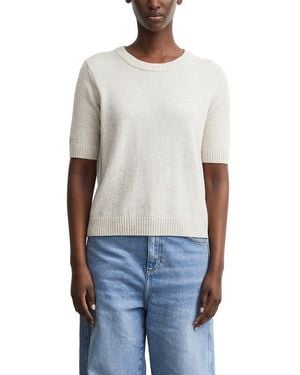 Comma, Strickpullover Sommer-Wollpullover Mit Kurzarm - Blau