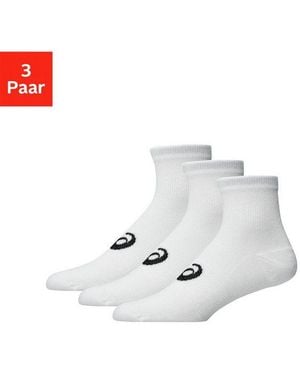 Asics Laufsocken 3 Pack Quarter Sock Atmungsaktiv, Gedämpfte Sohle, Anatomische Passform - Weiß
