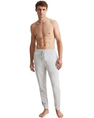 Marc O' Polo Pyjamahose Heavy Jersey mit dezentem Logodruck - Weiß